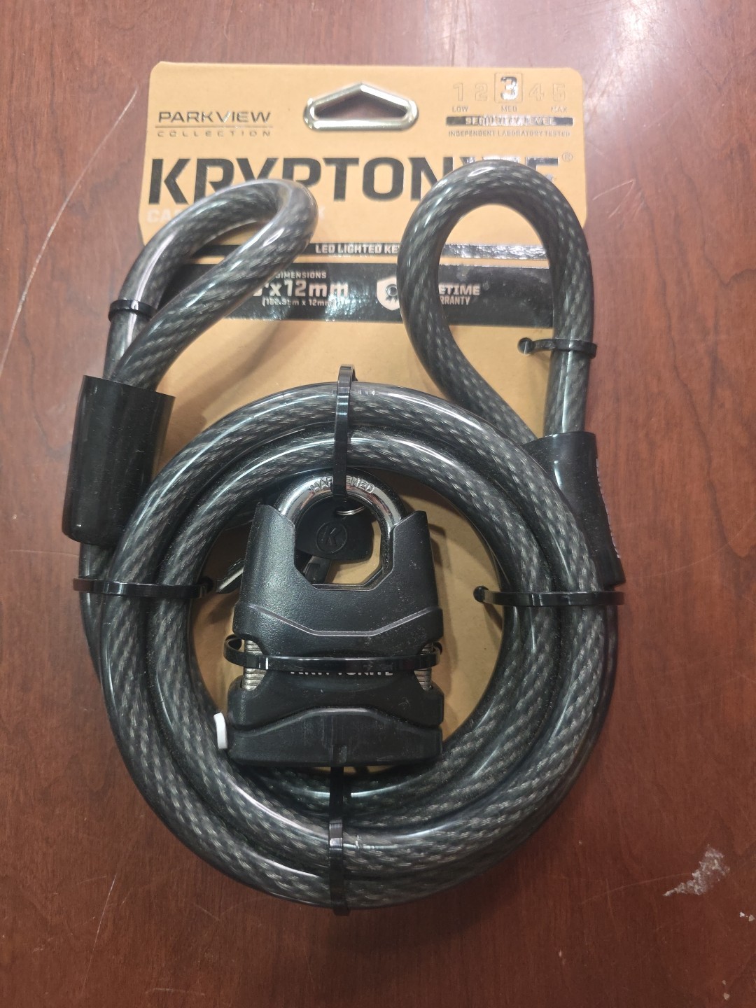 New In Box Kryptonite KryptoFlex 1218 cable lock 6' X 12mm Black Key Lock 2 Keys