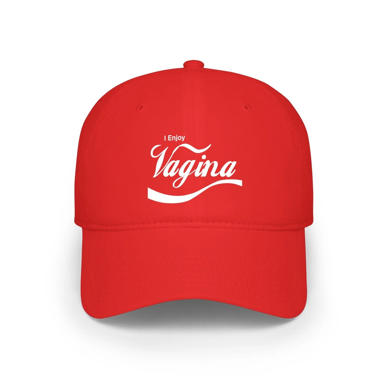 I Enjoy Vagina — Parody Humor Novelty Retro Script Low Profile Baseball Cap