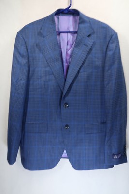 Berragamo Elegant Collezioni Sport Coat Men Size 42R Blue Super 110 Wool Blazer