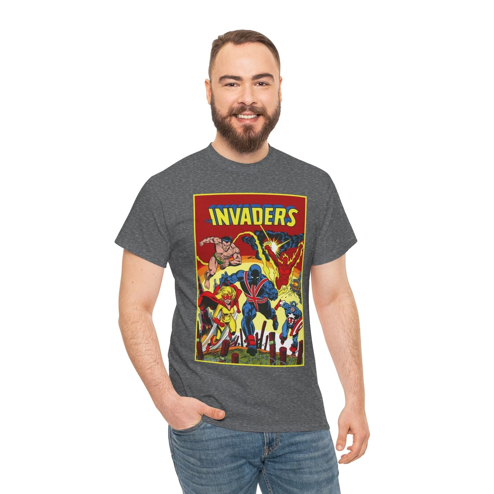 Invaders T-Shirt - Captain America, Human Torch, Namor, Spitfire - Marvel Comics
