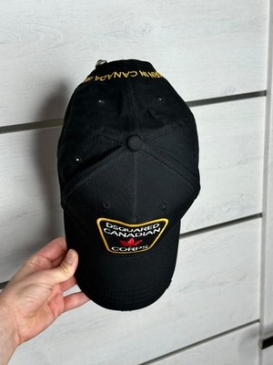 DSQUARED2 Canadian Corps Patch Baseball Cap Hat Black Distressed