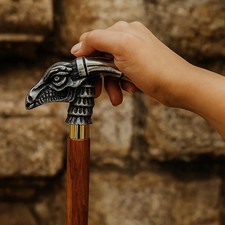 Dragon Head Wooden Walking Cane - 37 inch Gentleman's Cane