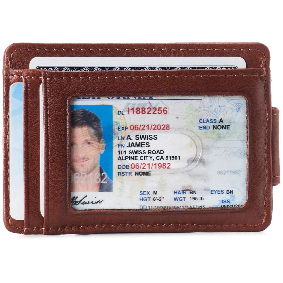 Alpine Swiss Mens RFID Safe Magnetic Money Clip Wallet Slim Front Pocket Wallet - Image 2 of 4