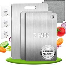 Set di 3 Taglieri Acciaio Inox Reversibile in Lega Titanio – Set da Cucina Pro