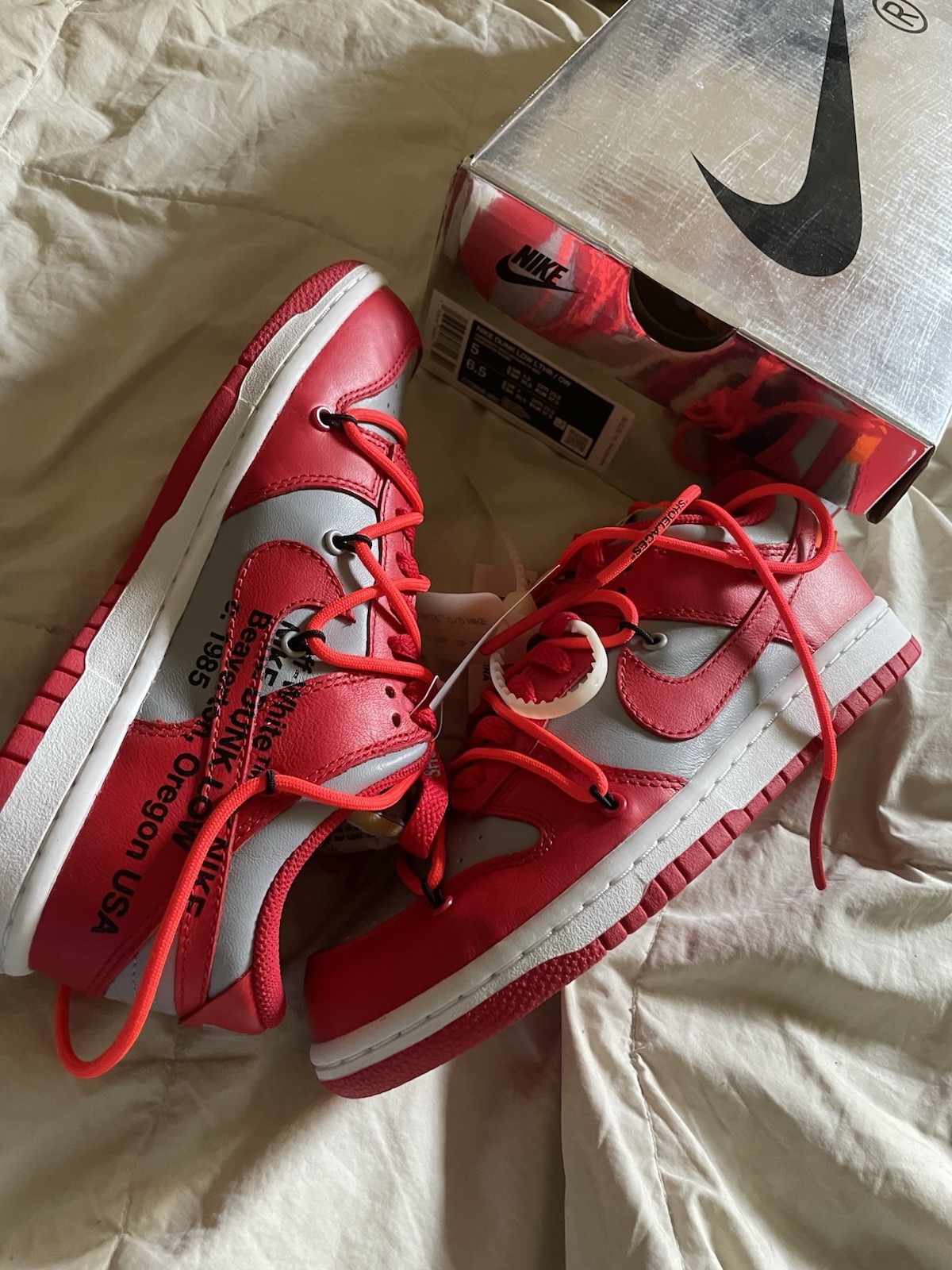 OFF WHITE X NIKE RARA TAGLIA 5M US Nike Dunk Low x OFF WHITE University Red 2019 UNLV