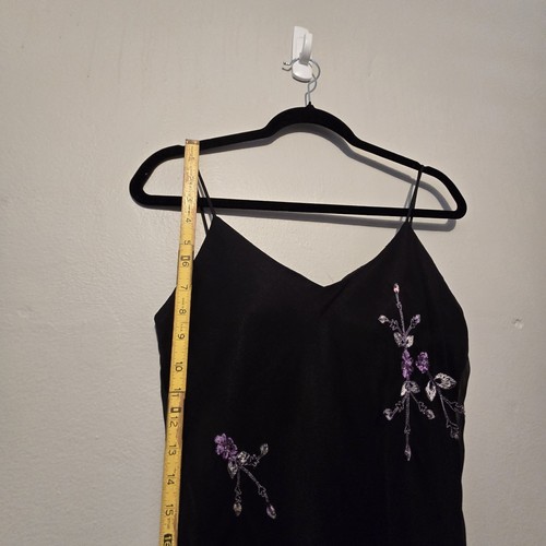 Vtg Bari Jay Y2K 90s Silk Dress Women 12 Asymmetric Hem Sheer Whimsigoth Grunge - Picture 13 of 14