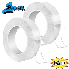 16.5FT Transparent Tape Double Sided Traceless Washable Adhesive Invisible Gel