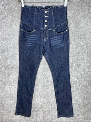 Vintage Wet Seal High Waist Jeans Womens Juniors Size 11 Blue Dark Wash Stretch