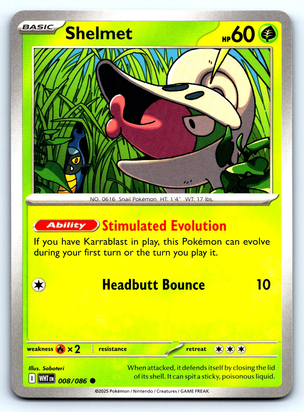 Shelmet White Flare #8 Normal NM Pokemon Card