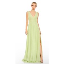 Mac Duggal Ieena Lime Green Chiffon Gown - Size 6 NWOT