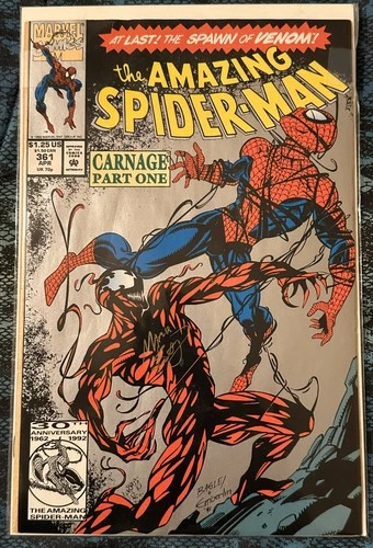 The Amazing Spider-Man #361. 2nd Print. VF. 1st App Carnage. Signed, Notes.