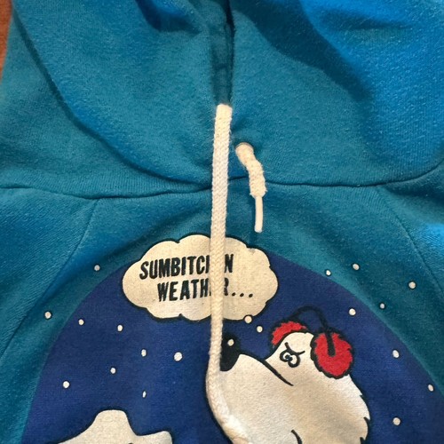 Vintage 80er Alaska Eisbär Hoodie Gr. XL Sumbitchen Wetter Schnee - Bild 4 von 6