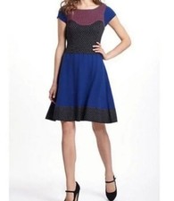 Women's Anthropologie Sparrow Knit Wool Sweater Dress Color Block Design XS