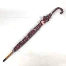 CHANEL COCO All-over Pattern Long Umbrella Red Pink Nylon Women's Length 90cm