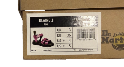 Dr. Martens Youth Klaire Girls Metallic Reptile Emboss Sandals