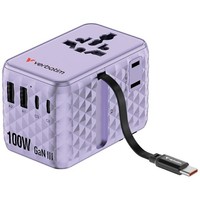 Verbatim Reiseadapter Eu/Uk/Us Gan 100W 2Xusb-C 2Xusb-A, Lila