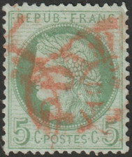 France - 1 timbre classique type Ceres 1872 - Y&T N° 53 oblitéré cachet rouge 