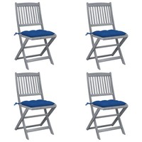 GartenstüHle Klappbar 4 StüCk Mit Kissen Massivholz Akazie Balkon Terrasse