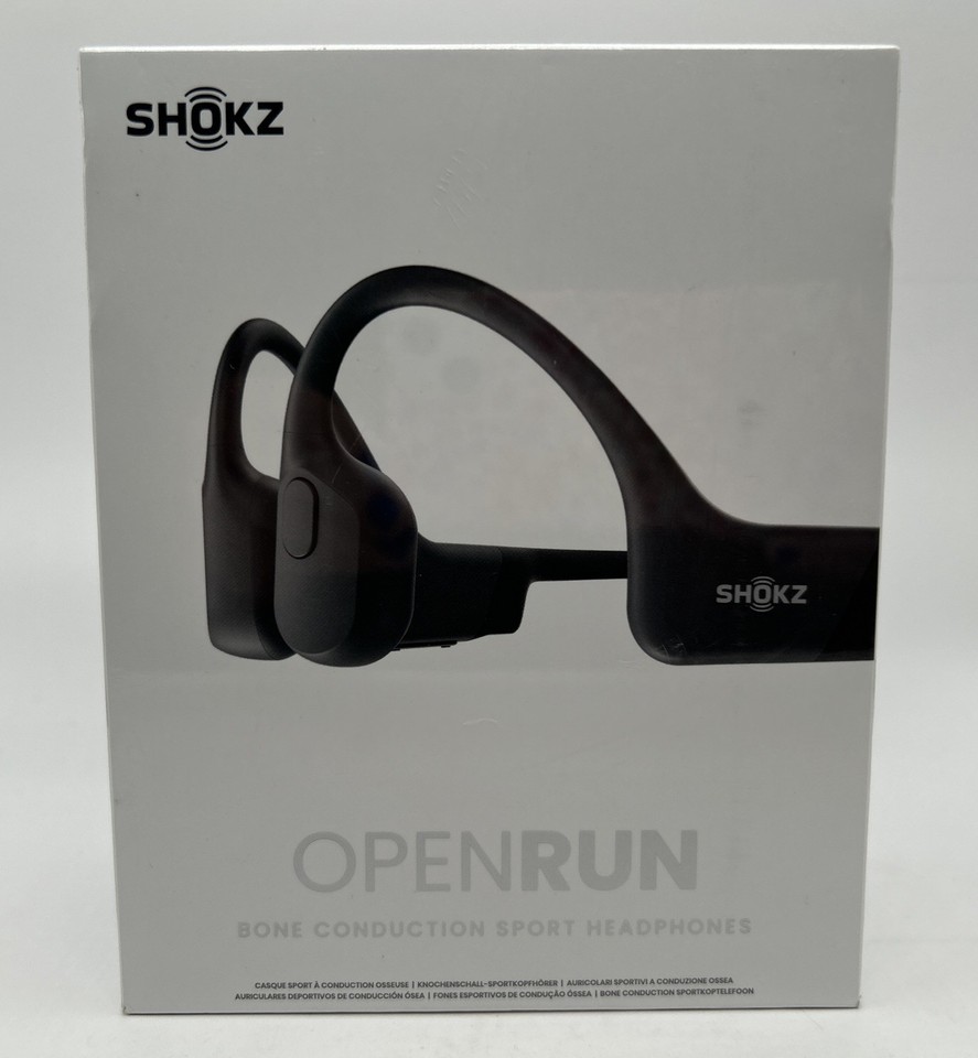 Shokz OpenRun Black Bone Conduction Bluetooth Wireless Headphones Open Ear Buds