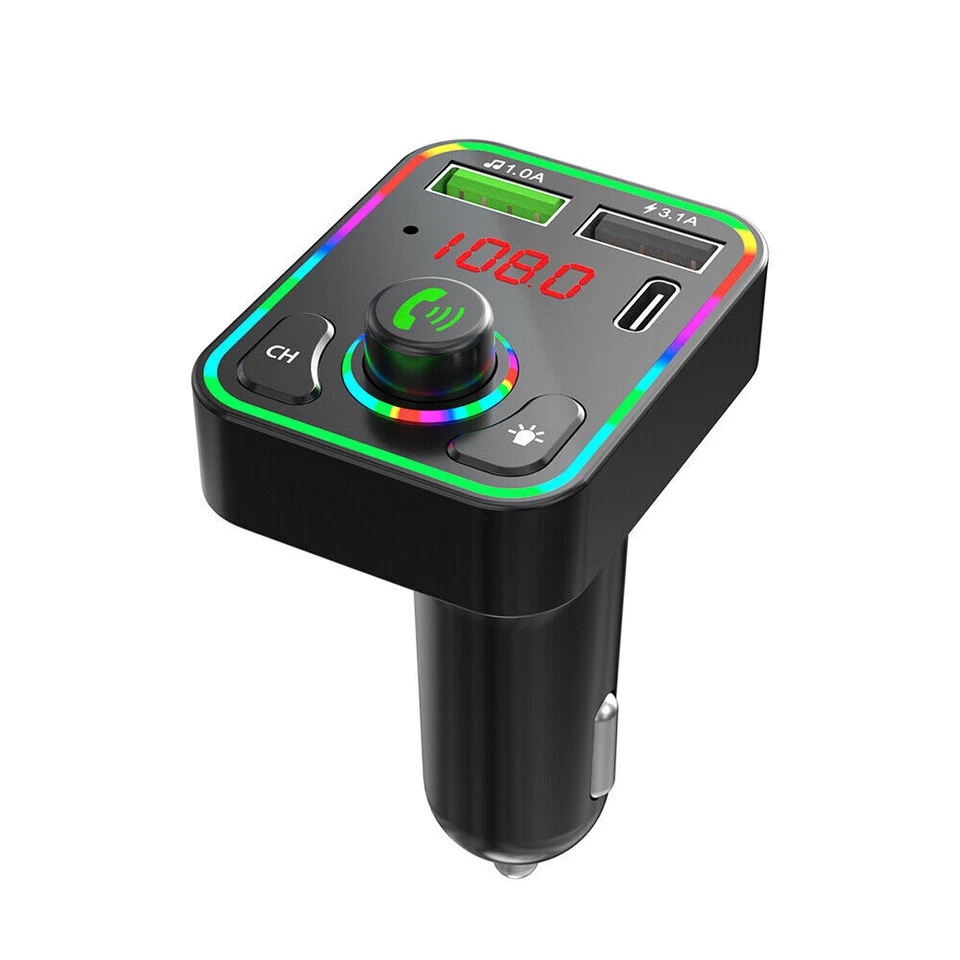 Bluetooth 5.0 Car Wireless FM Transmitter Adapter 2USB PD Charger AUX Hands-Free - Image 3 of 4