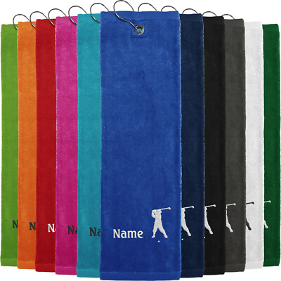 Golftuch mit Namen bestickt Motiv Golfer Name Golf-Handtuch mit Öse Golf-Club
