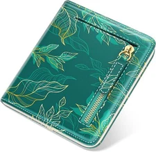 Small Wallet Women, Cute Leaves Theme RFID Blocking Credit Card Holder for Women