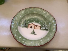 Macys The Cellar Log Cabin Round Rim Soup Bowl 8 3/4" Italy Made Excellent! 1995