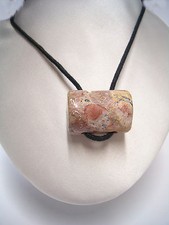 Natural Stone Pendant And Black Cord Necklace