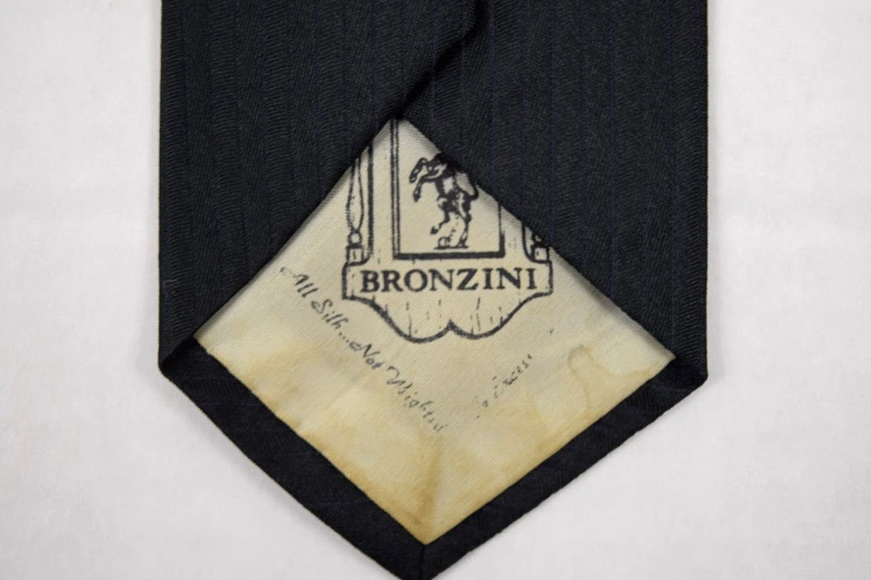 Neck Tie VTG I Magnin Bronzini  50s 60s Eagle Ribbed Slim Silk Tie 55" x 2.25" - Image 2 of 4