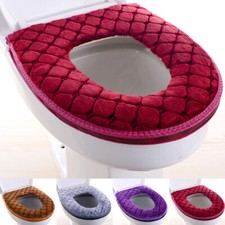 Bathroom Toilet Seat Cover Soft Plush Washable Winter Warmer Mat Pad Cushion y