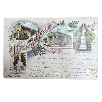 Postkarte Berlin Lithographie 1902 Schauspielhaus Opernhaus Ansichtskarten