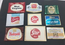 Beer Label Lot 9 WV, IA,OH, Neb, WA, OR Various Breweries Vintage Unused 