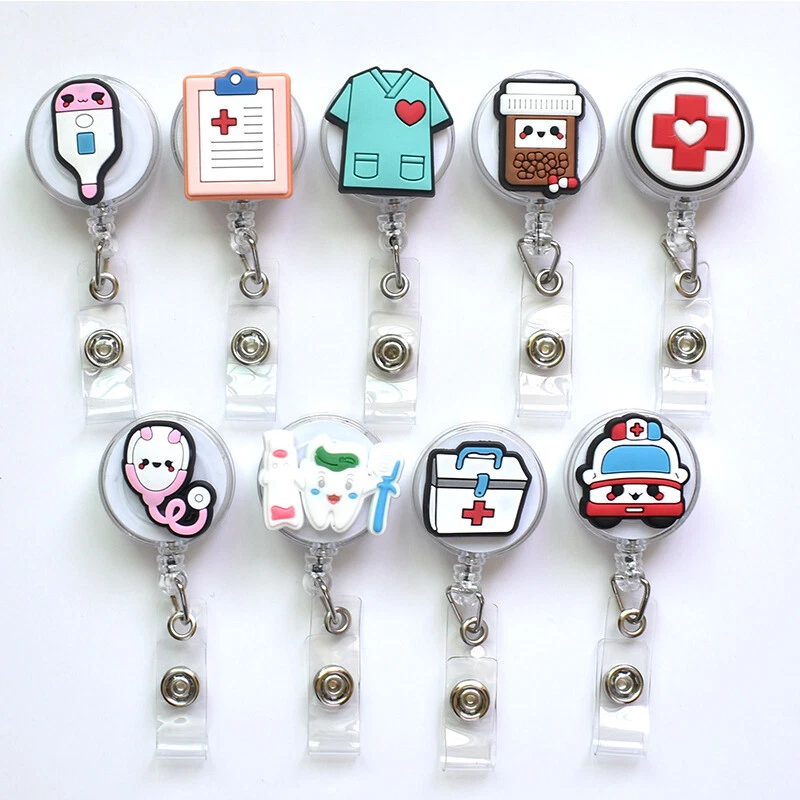 ID Card Badge Holder Doctor Nurse Clip Badge Reel Clip Retractable Keychain