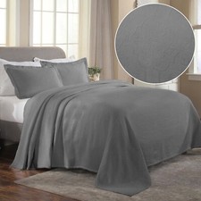 Florin Cotton Matelasse Weave Breathable Oversized Bedspread  Pillow Sham Set
