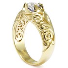HANDMADE MEN'S 18K YELLOW GOLD & NATURAL WHITE SAPPHIRE RING ROCOCO DESIGN R1720 — photo 4