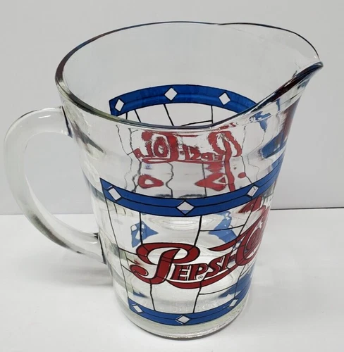 Vintage 1970s Pepsi Cola Stained Glass Tiffany Style Pitcher Excellent Condition