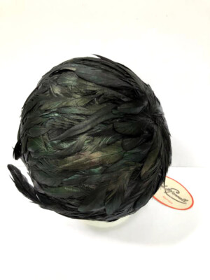 Vintage Jack McConnell Iridescent Dark green feather cloche  display picture 2