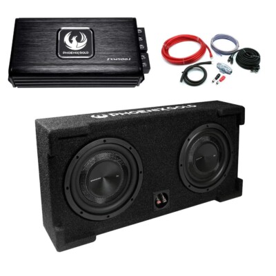 Phoenix Gold 10 Twin Slim  Subwoofer Box + ZXM500.1 Amplifier Package 1000W