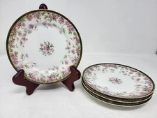4 Haviland & Co Limoges 6 1/8" Pink Floral Bread Plates