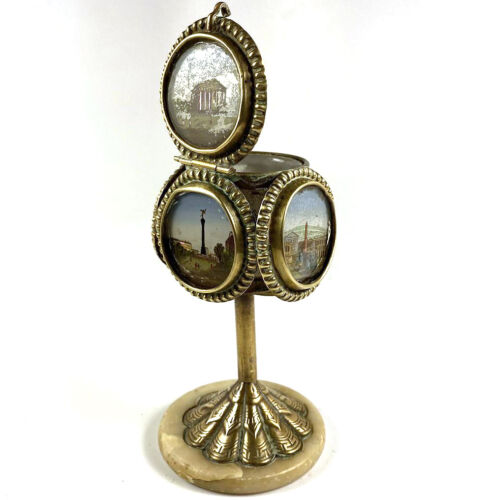 Antique French Souvenir of Paris Grand Tour, 5 Views, Inkwell or Candle Holder - Afbeelding 1 van 8