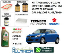KIT TAGLIANDO 4 FILTRI + OLIO CASTROL 5W30  SUZUKI SWIFT III 1.3 DDIS 55KW 75CV