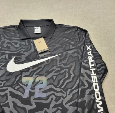 NIKE Swooshtrax 72 Shirt Soccer Top Small Mens Black White Long