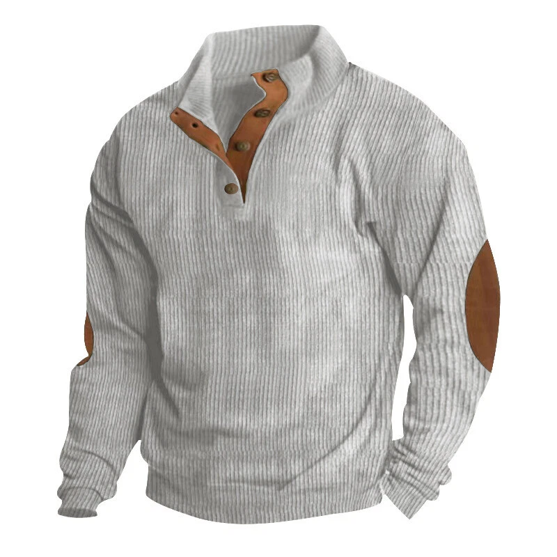Men's Winter Half-Zip Sweater with corduroy – Stylish&Warm Long sleeves Tops - Image 4 of 4