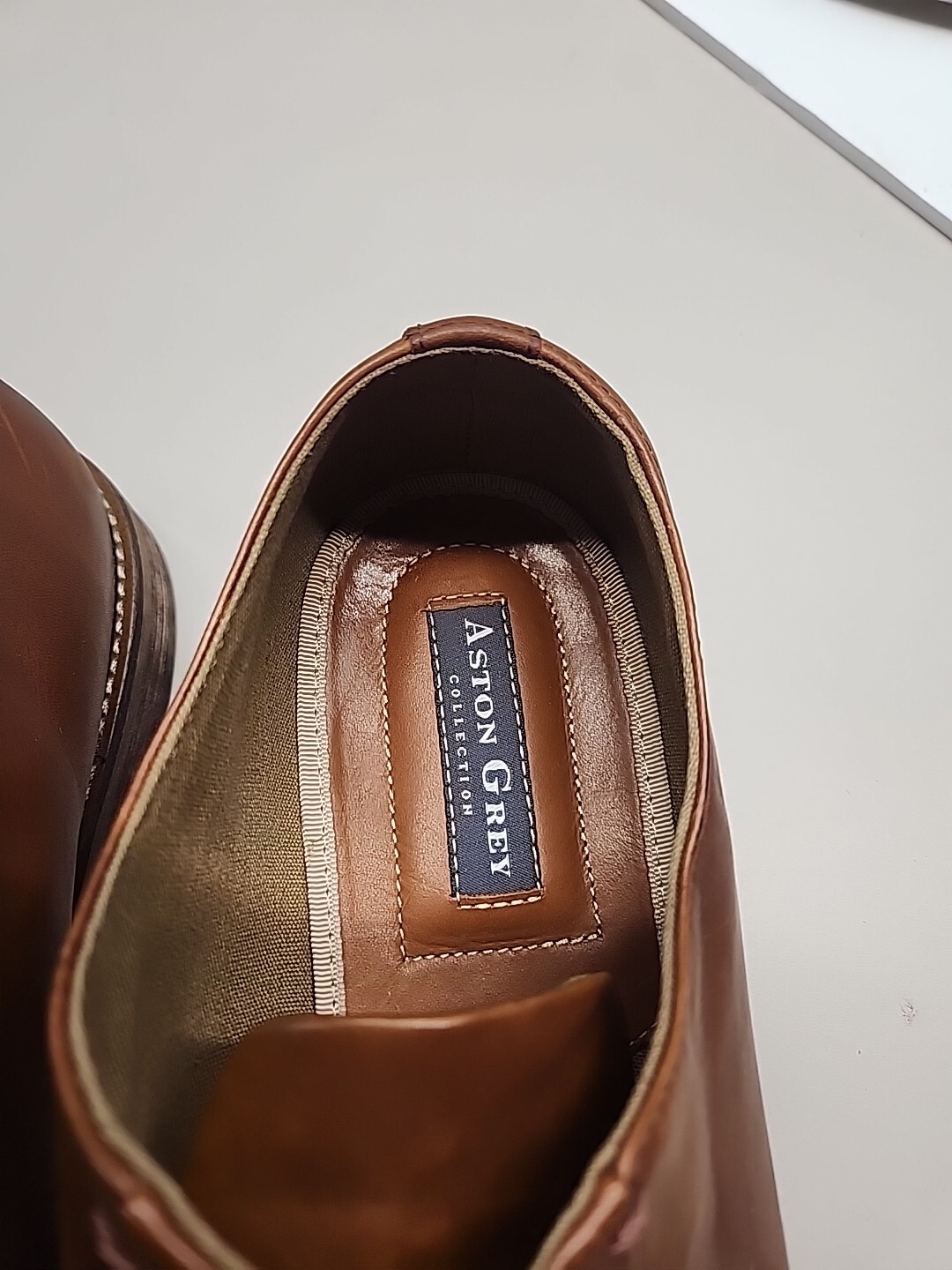 SAOLA Scarpe eleganti Oxford da uomo Aston Grey Collection Grenasien taglia 13 in pelle mandorle