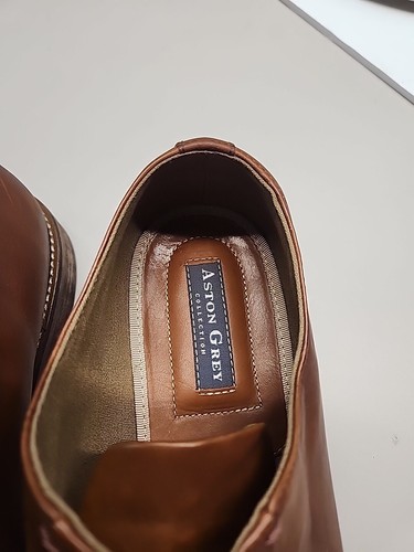 Aston Grey Collection Grenasien Herren Größe 13 Leder Oxford Elegant Schuhe Mandel - Bild 4 von 17