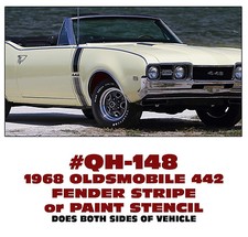 Qh-148 1968 Oldsmobile - Olds 442 - Fender Stripe Decal Or Paint Stencil Kit