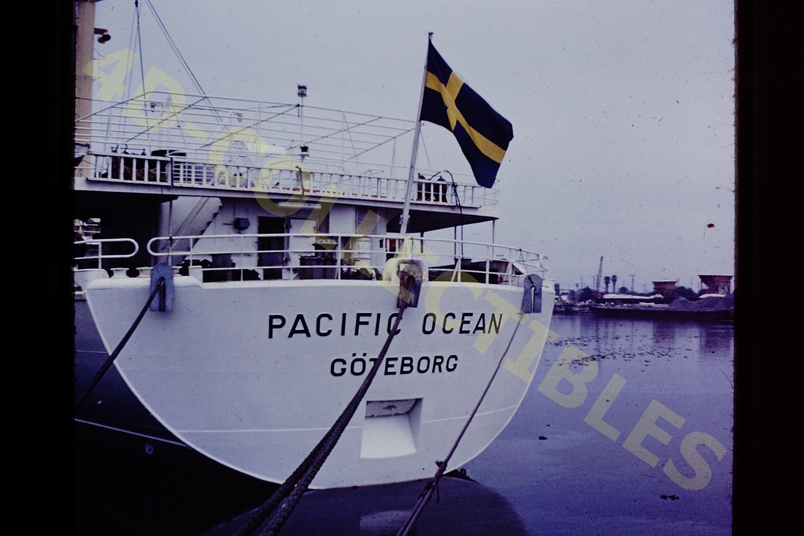Original slide photo 1968 Port Tampa FL Cargo Ship PACIFIC OCEAN ...
