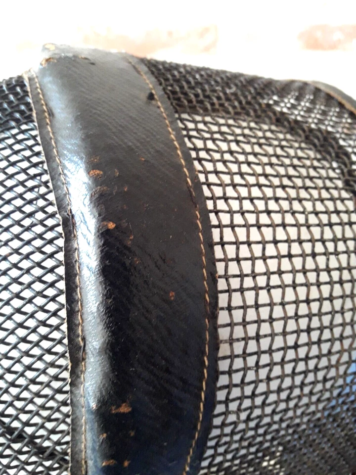 Ancien Masque Casque d'escrime fin XIXè métal moleskine & cuir Old fencing mask - Photo 3/4