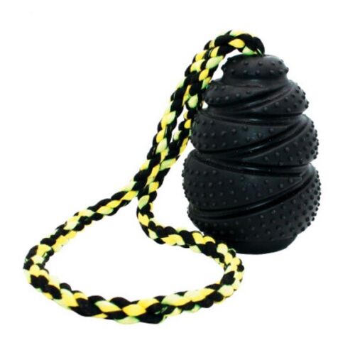 Grrrelli Rubber Dog Toy Tough Treat Dispensing Tyre Tug Rope Throw & Fetch Play - Picture 10 of 15