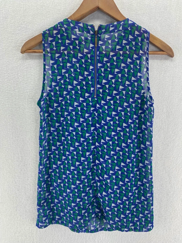 Duro Olowu  Small Blouse Blue/Green/White Sleeveless (W6726-D7) - Image 2 of 4